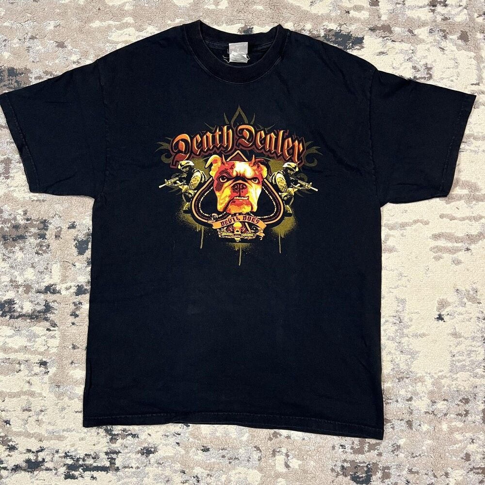 Hanes Beefy-T Death Dealer Shirt Marines USMC Dogs Men’s Size L Grunt Tshirt